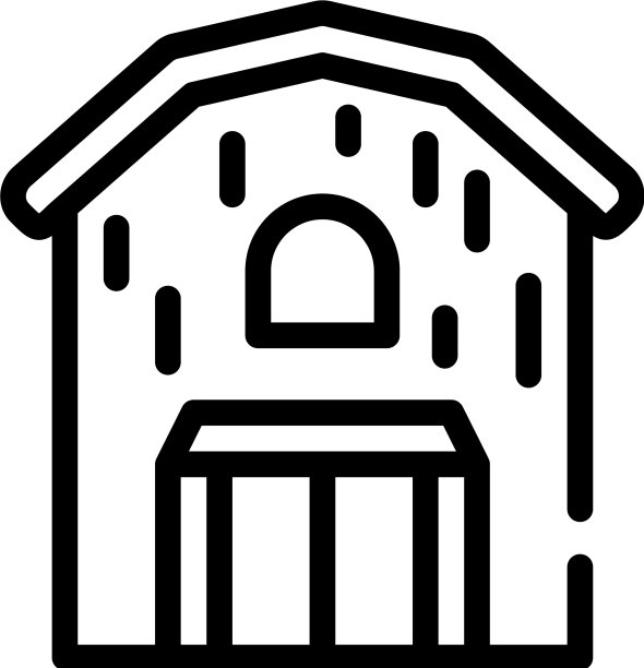 谷仓建筑线条图标为黑色图片下载