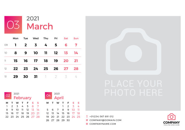 日历为2021年3月设计打印图片下载