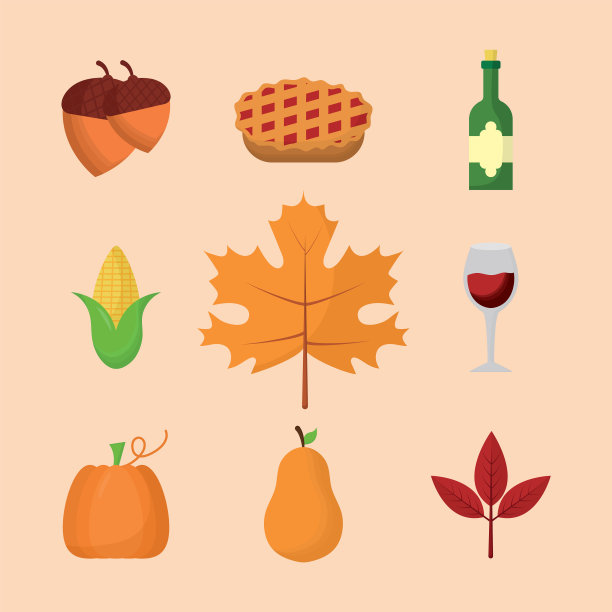 感恩节快乐设置图标设计图片下载