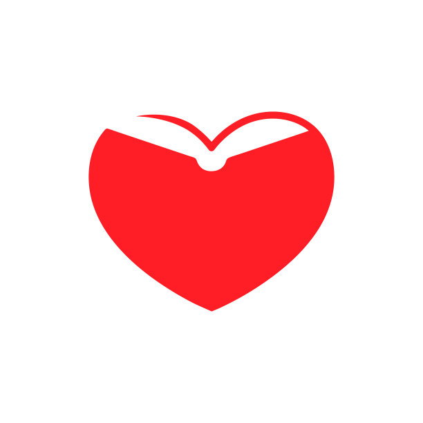 白色背景上的书和心符号图片下载