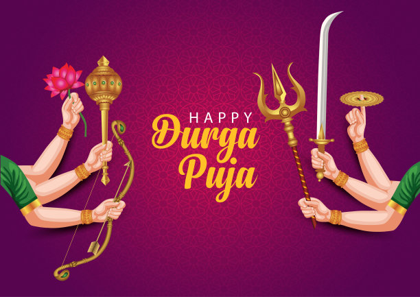 印度杜尔迦神在快乐杜尔迦礼拜图片下载