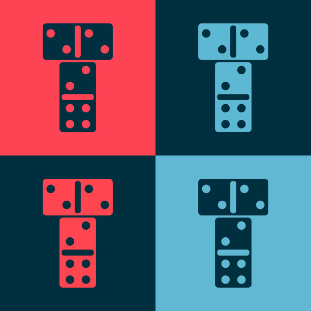 波普艺术多米诺图标孤立的颜色背景图片下载