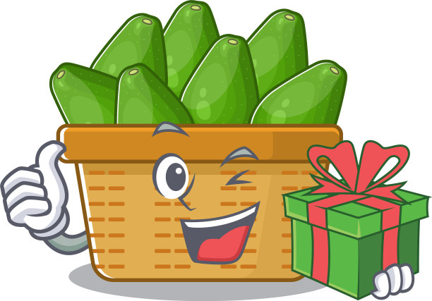 笑脸牛油果篮子里的卡通人物图片下载