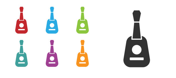 黑色吉他图标孤立的白色背景图片下载