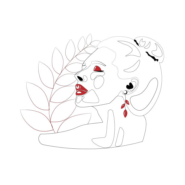 简介一个性感的女孩在线条艺术技术图片下载