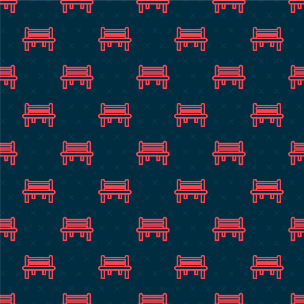 红色线条浪漫的长凳图标孤立无缝图片下载