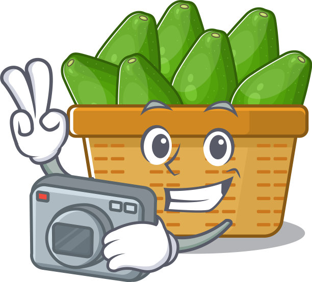 吉祥物以牛油果果篮为设计图片下载