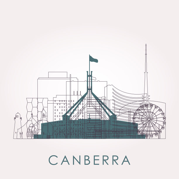 用地标勾勒堪培拉的天际线图片下载
