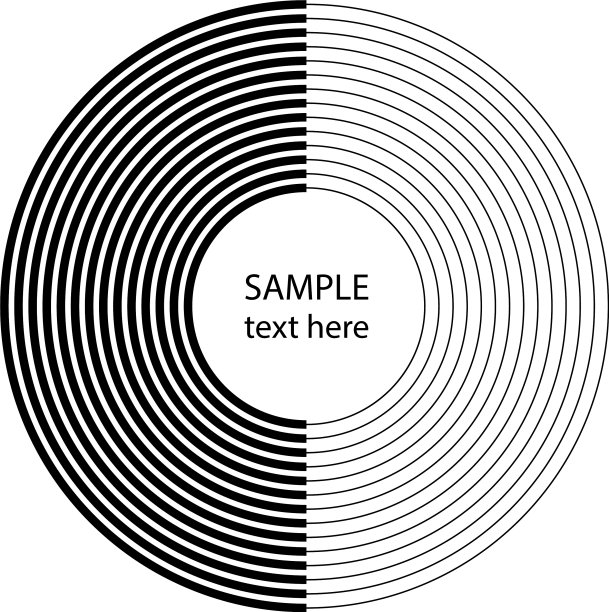 黑色径向同心抽象弯曲条纹图片下载