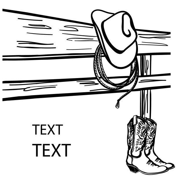 牛仔帽和靴子在乡村围栏竞技图片下载