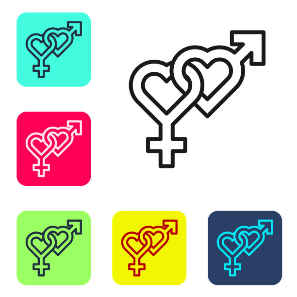 黑线性别图标孤立在白色图片下载