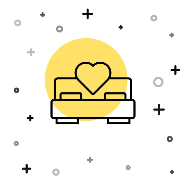 黑色线卧室图标孤立在白色图片下载