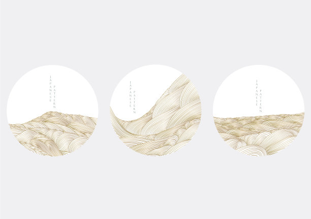 金色日本背景与线条图案图片下载