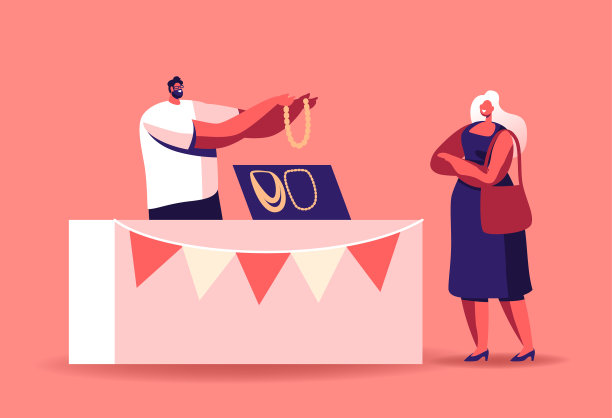 游客女性人物选择首饰上图片下载