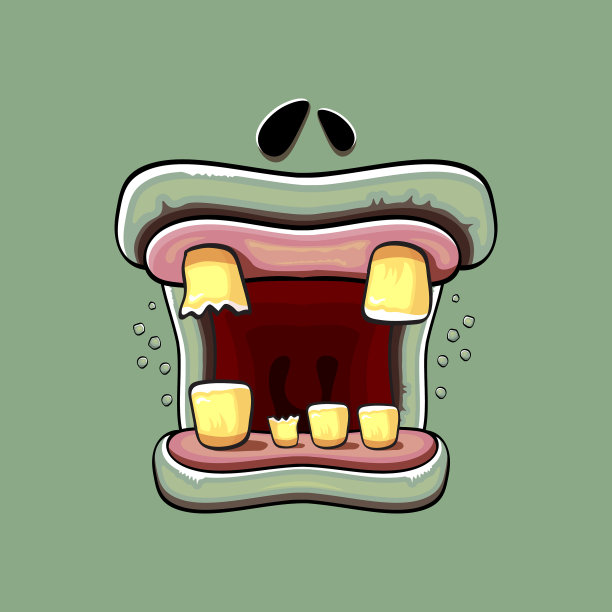 卡通搞笑傻傻的僵尸怪物嘴图片下载