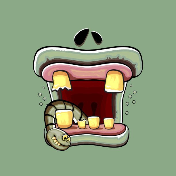 卡通搞笑傻傻的僵尸怪物嘴图片下载