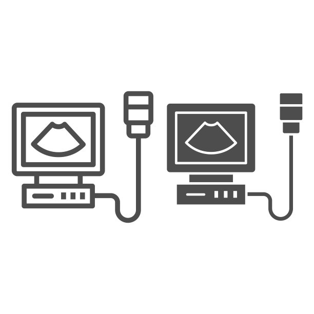 超声波机线和固体图标医学图片下载