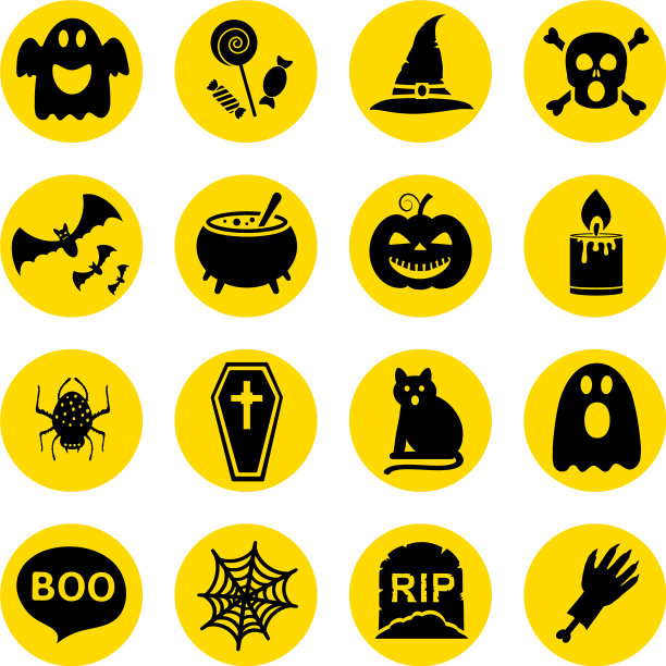 简单的轮廓图标为万圣节设置图片下载