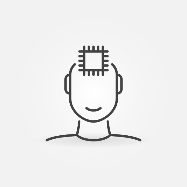 人脸与电脑芯片线形图片下载