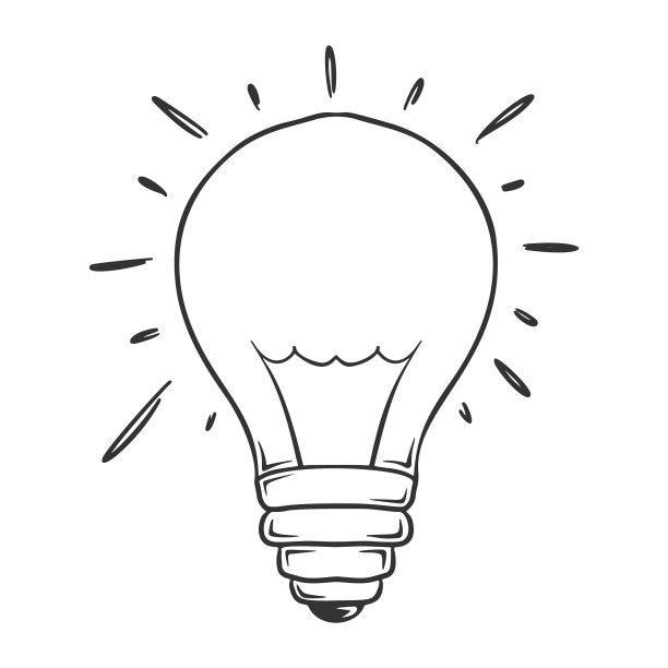 手绘闪亮灯泡孤立在白色图片下载