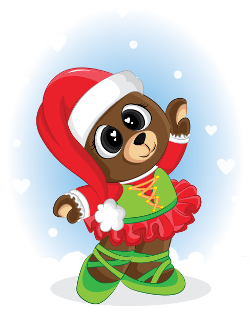 棕熊与圣诞服装图形元素图片下载