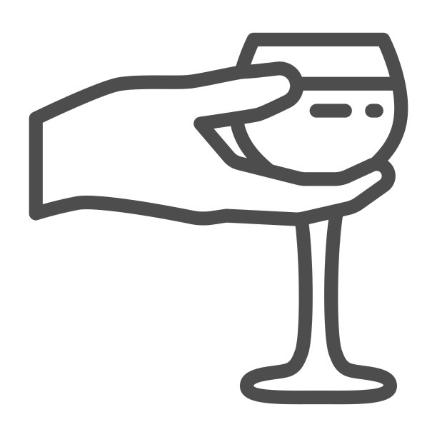 酒杯在手线图标葡萄酒节概念图片下载
