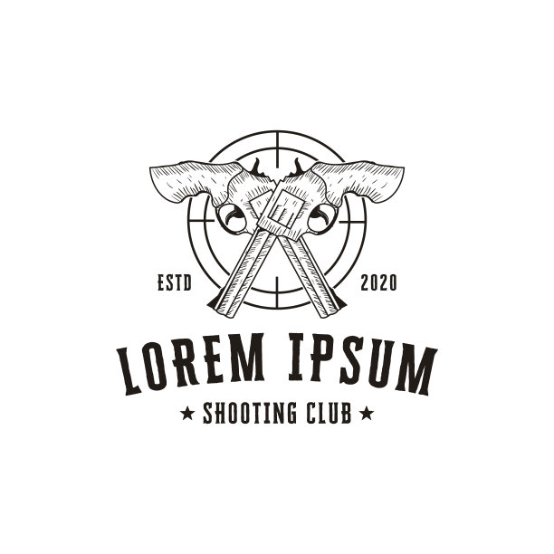 粗糙的手绘射击俱乐部标志猎人标志图片下载