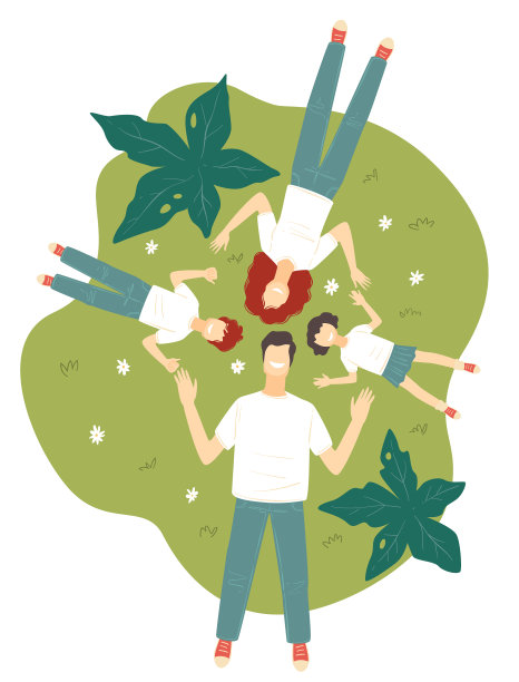 家人躺在弹簧玻璃上的爸爸妈妈图片下载