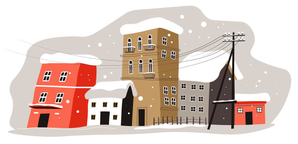 冬季城市景观与建筑覆盖城市图片下载