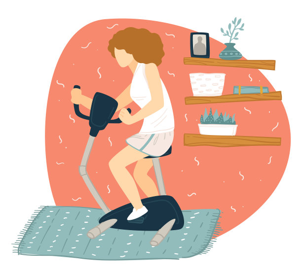 妇女在家里用自行车保持健康图片下载