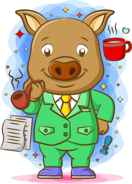 猪用绿色套间绕着他的最爱图片下载