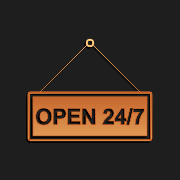 金挂牌与文字24-7小时开放图标图片下载