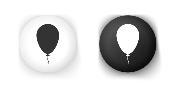 黑白气球与丝带图标隔离图片下载