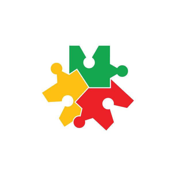 联动几何拼图彩色Logo图片下载