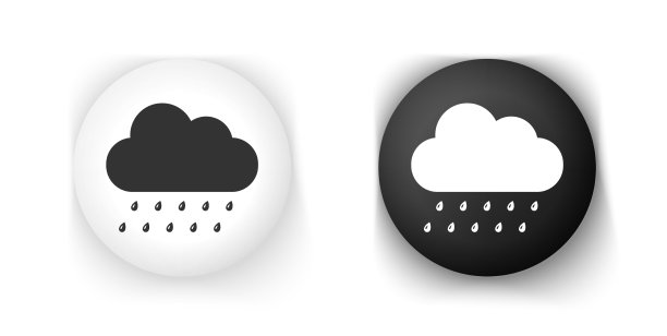 黑色和白色的云与雨的图标孤立图片下载