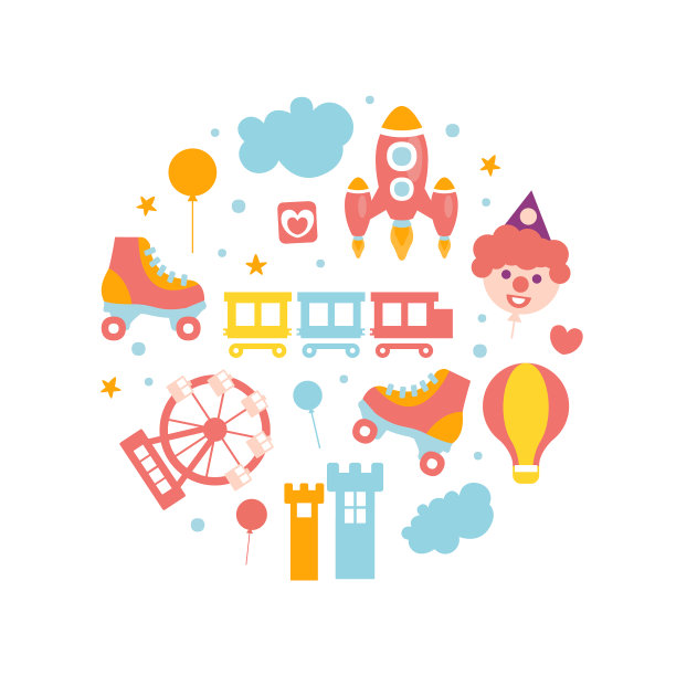 游乐园元素圆形条幅图片下载