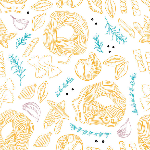 手绘面食无缝图案图片下载