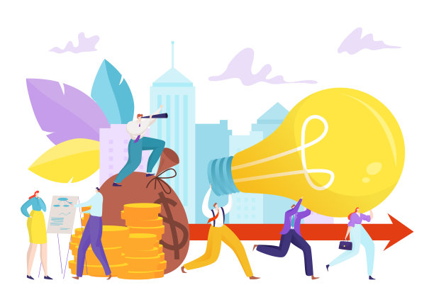 商业人士与灯泡团队合作图片下载