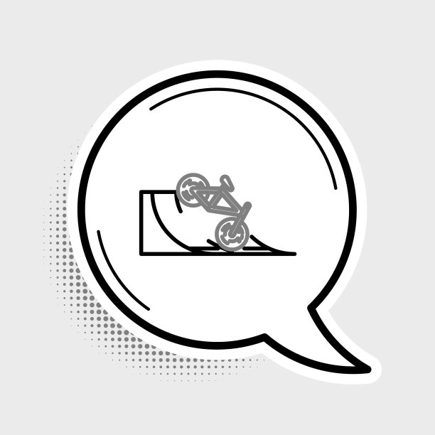 线自行车在街道匝道图标孤立在灰色图片下载