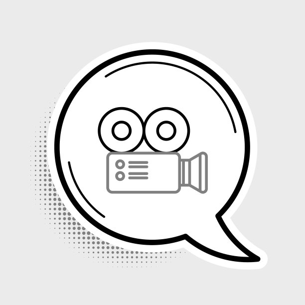 线电影摄像机图标孤立在灰色图片下载