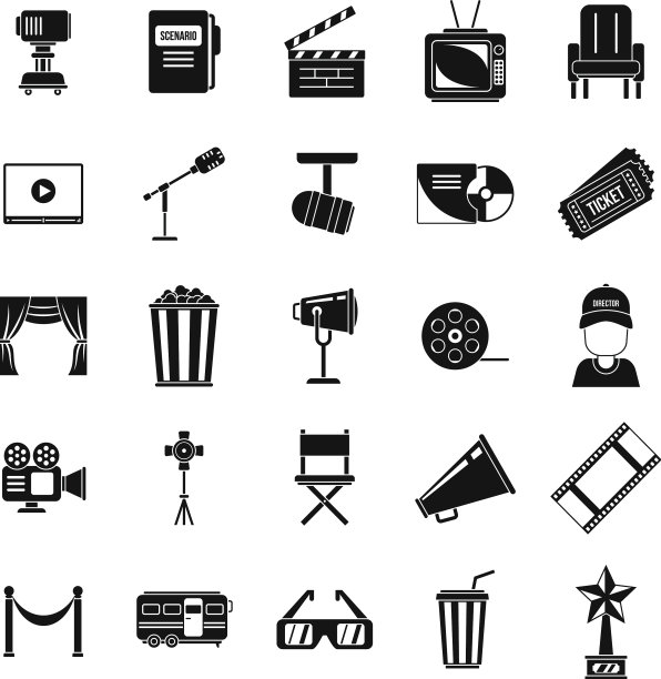 舞台导演椅子图标设置简单的风格图片下载