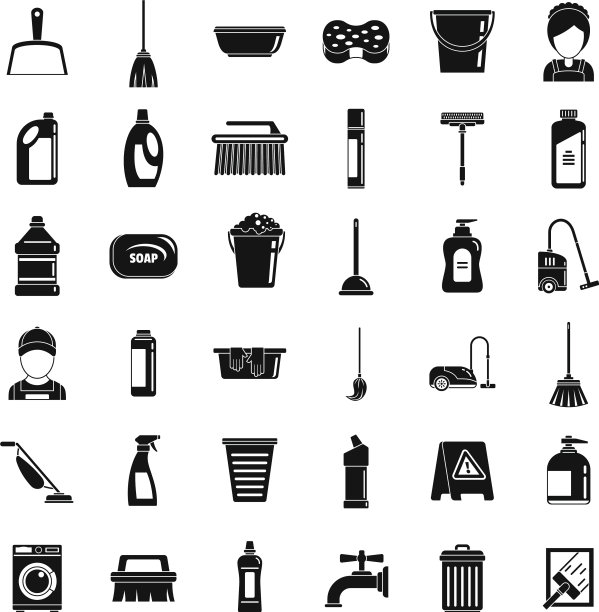 家居清洁服务图标设置简单的风格图片下载