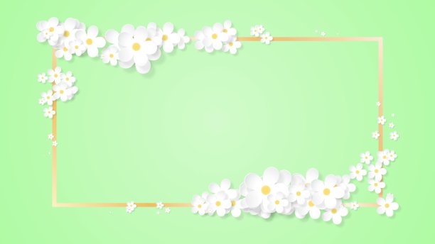 纸花金框。花有机绿色背景与地方的文字。图片下载