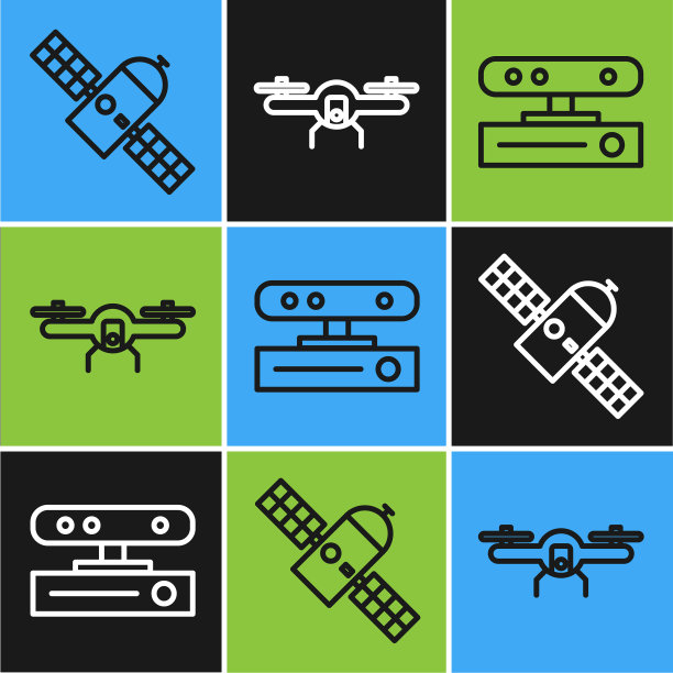 设置线卫星运动传感器和无人机飞行图片下载