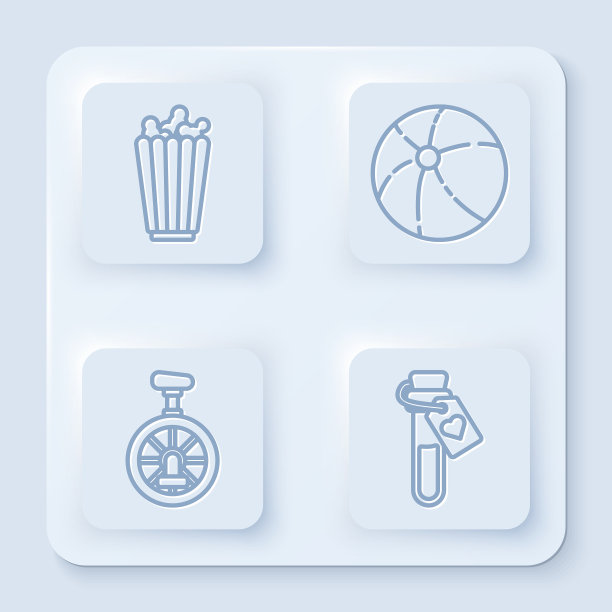 在盒子、沙滩球、独轮车中设置线爆米花图片下载