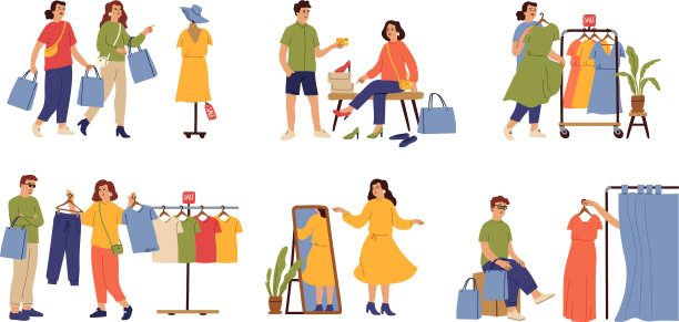 顾客在精品店内年轻时尚图片下载