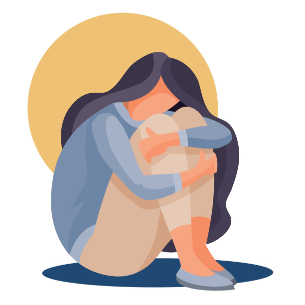 女人坐在地板上，抱着膝盖图片下载