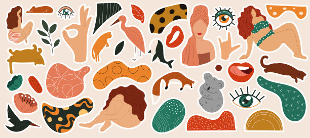 设置抽象时尚的涂鸦艺术贴纸图片下载