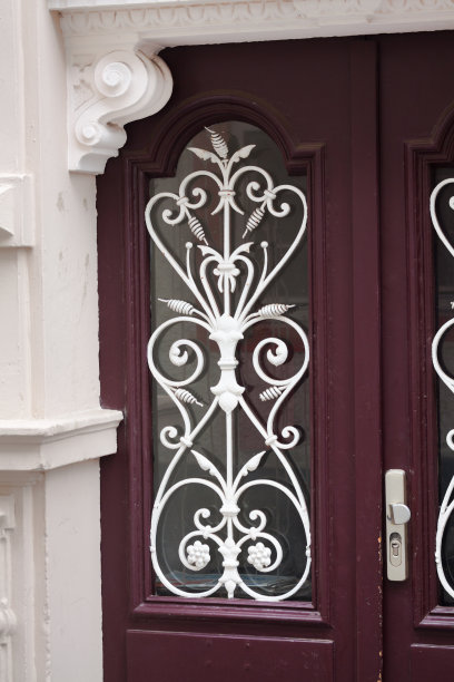 木门上的旧的华丽金属格栅图片下载