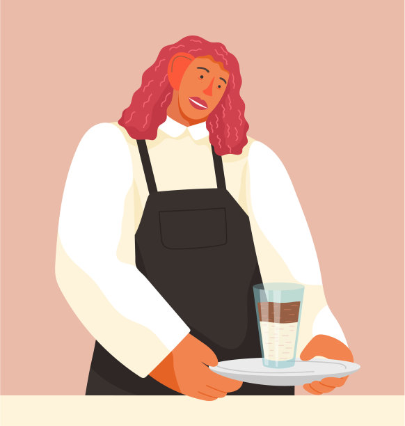 服务员端来咖啡饮料，卡布奇诺或拿铁图片下载